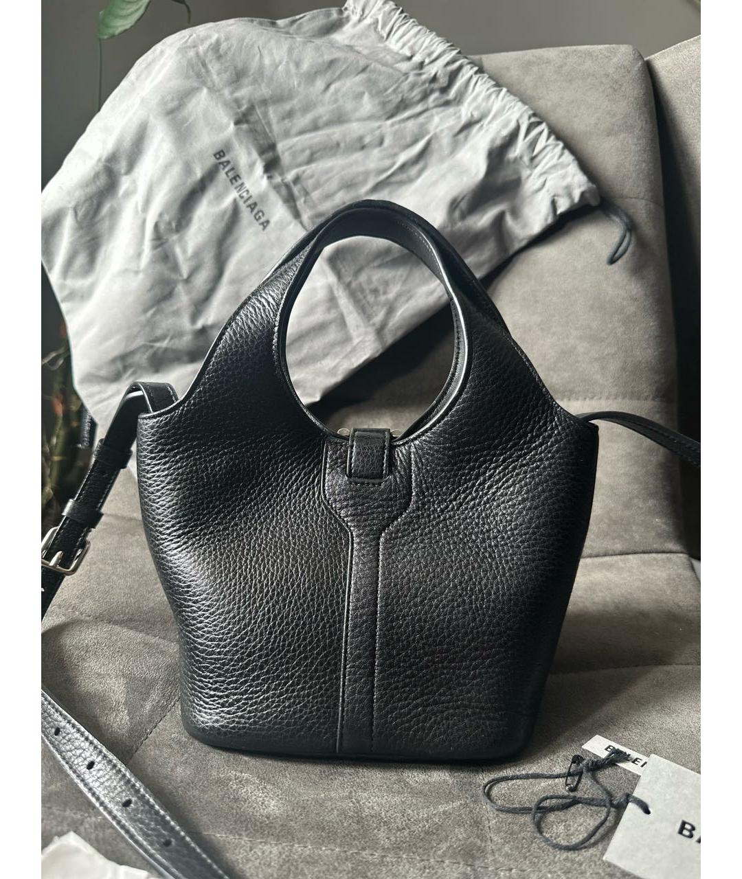 BALENCIAGA Черная кожаная сумка с короткими ручками, фото 3