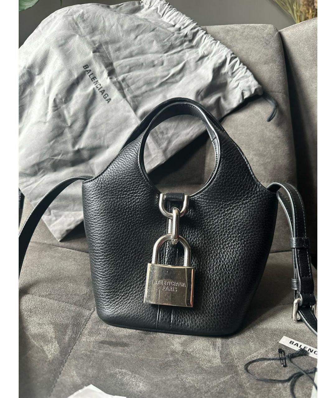 BALENCIAGA Черная кожаная сумка с короткими ручками, фото 8