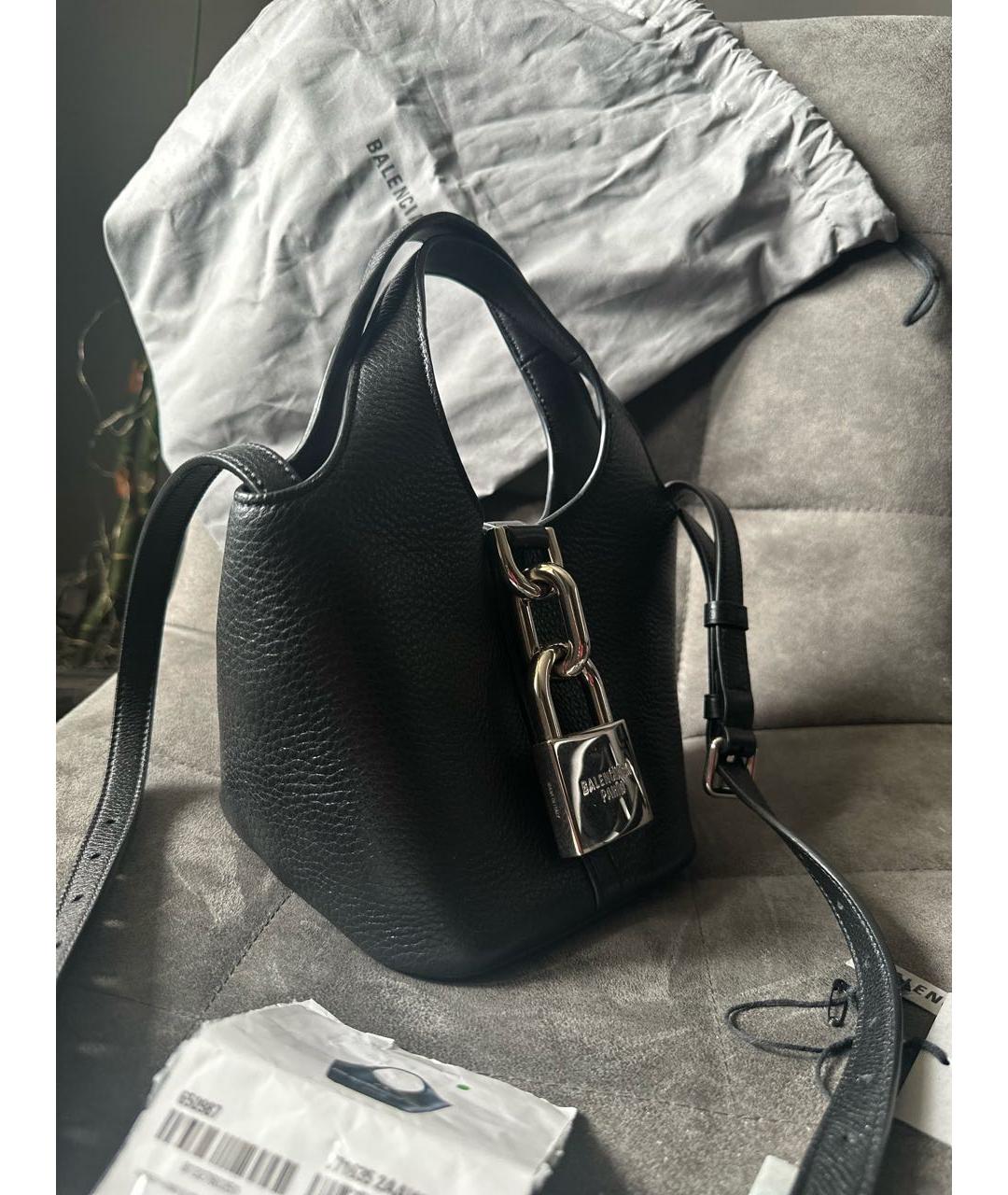 BALENCIAGA Черная кожаная сумка с короткими ручками, фото 2