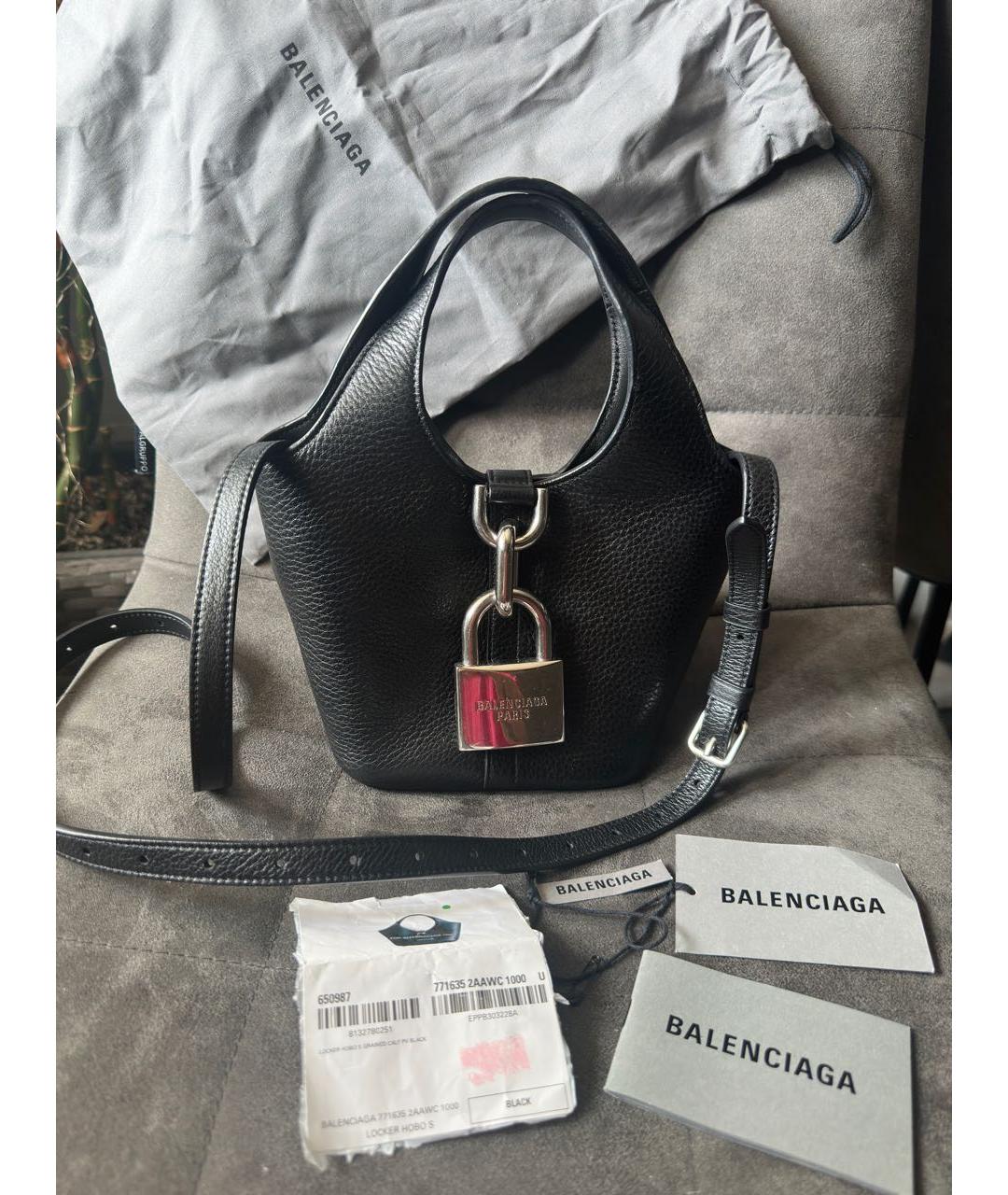 BALENCIAGA Черная кожаная сумка с короткими ручками, фото 5