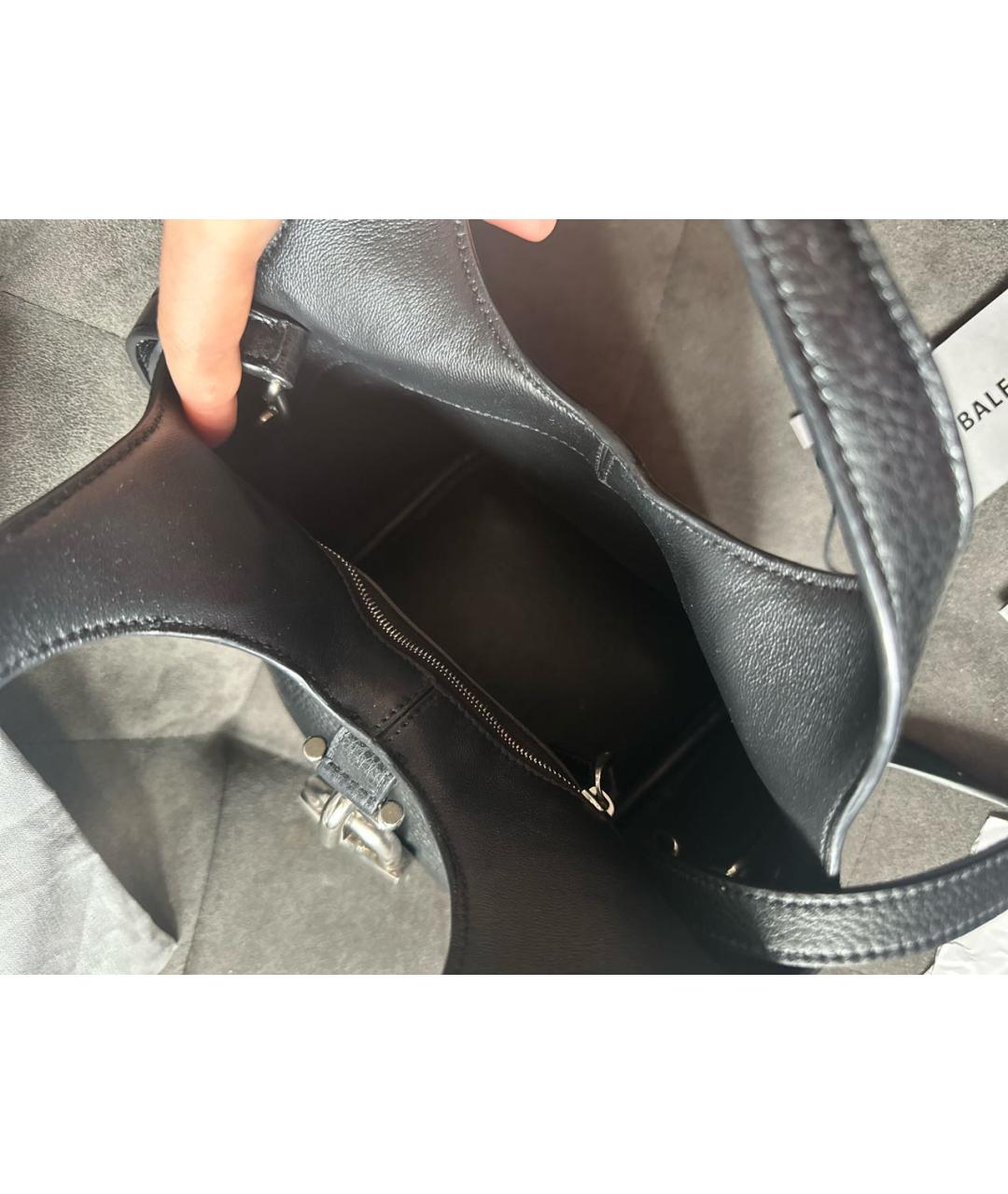 BALENCIAGA Черная кожаная сумка с короткими ручками, фото 4