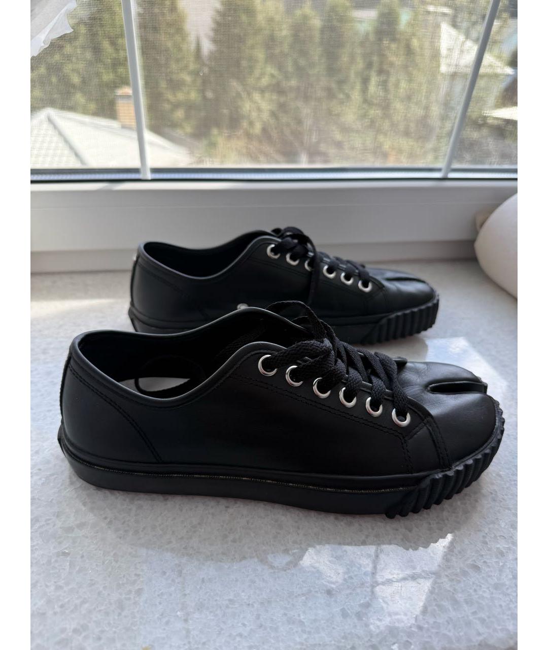 MAISON MARGIELA Черные кожаные кеды, фото 5
