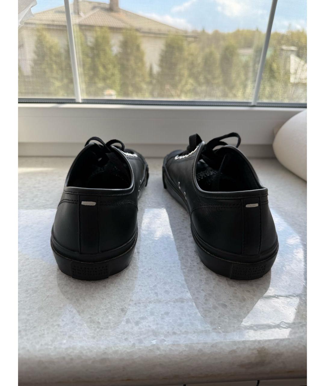 MAISON MARGIELA Черные кожаные кеды, фото 4