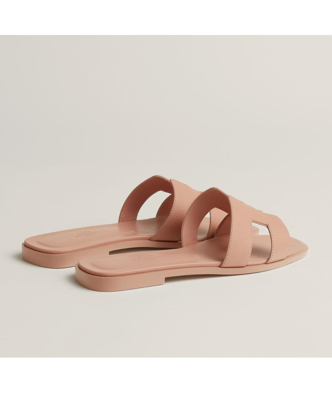 HERMES Розовые кожаные шлепанцы, фото 4