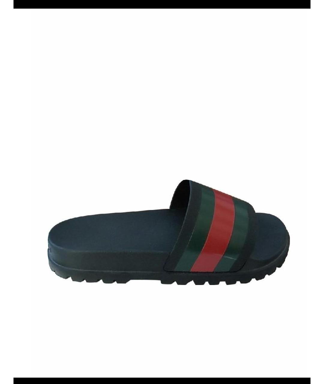 GUCCI Черные резиновые шлепанцы, фото 5
