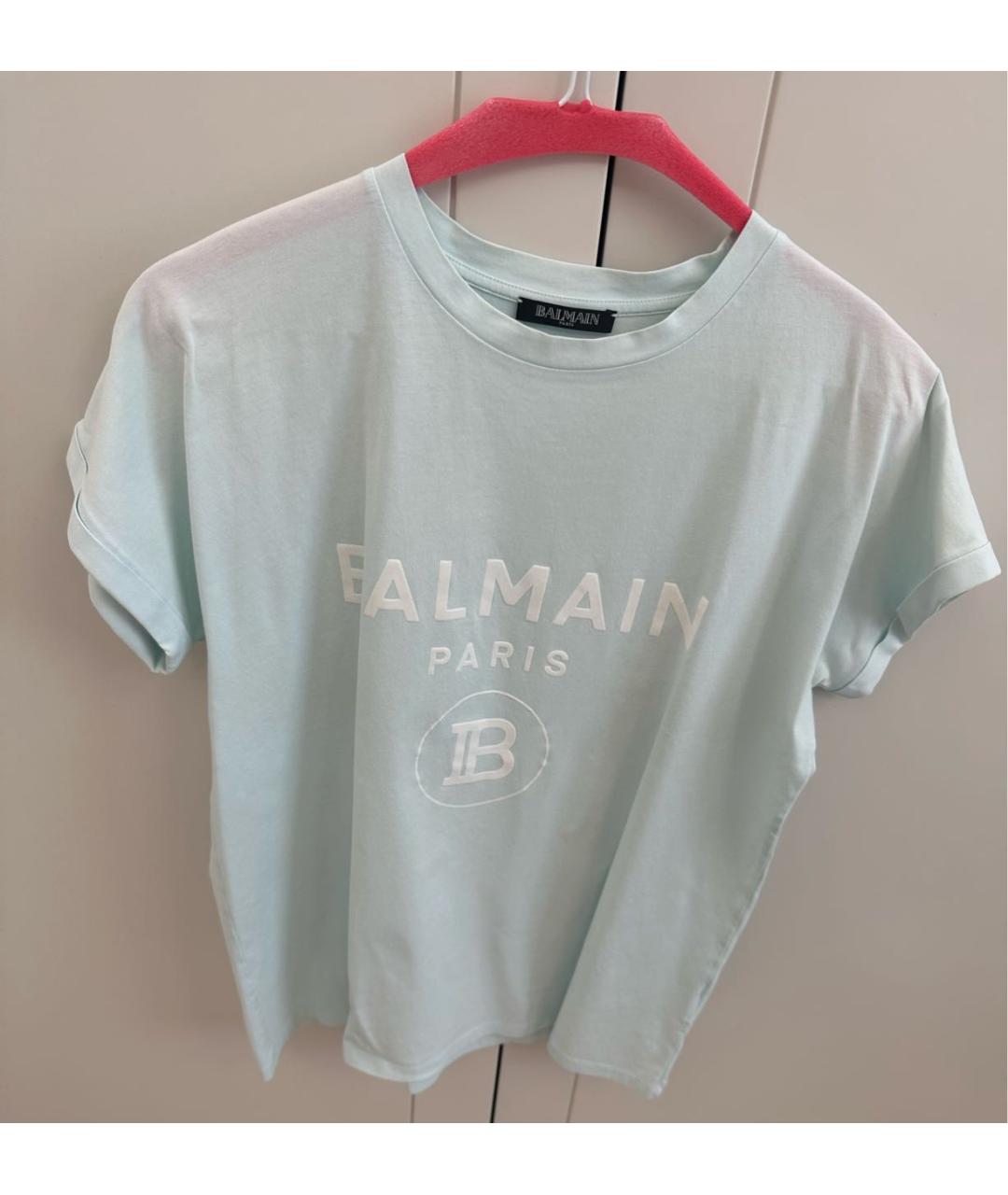 BALMAIN Голубая хлопковая футболка, фото 4
