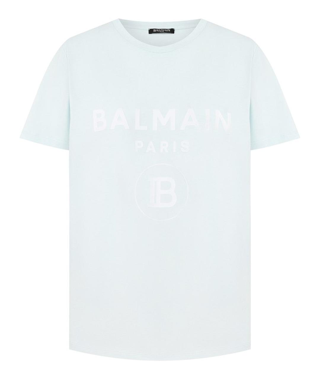 BALMAIN Голубая хлопковая футболка, фото 1