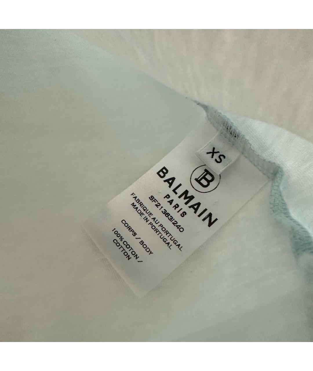 BALMAIN Голубая хлопковая футболка, фото 3