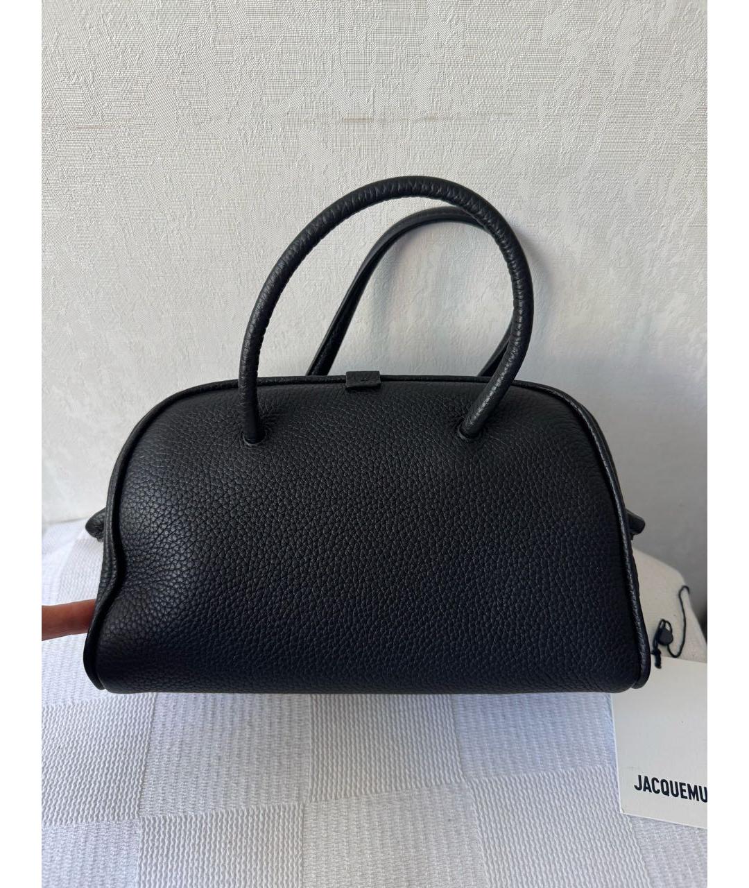 JACQUEMUS Черная кожаная сумка с короткими ручками, фото 2