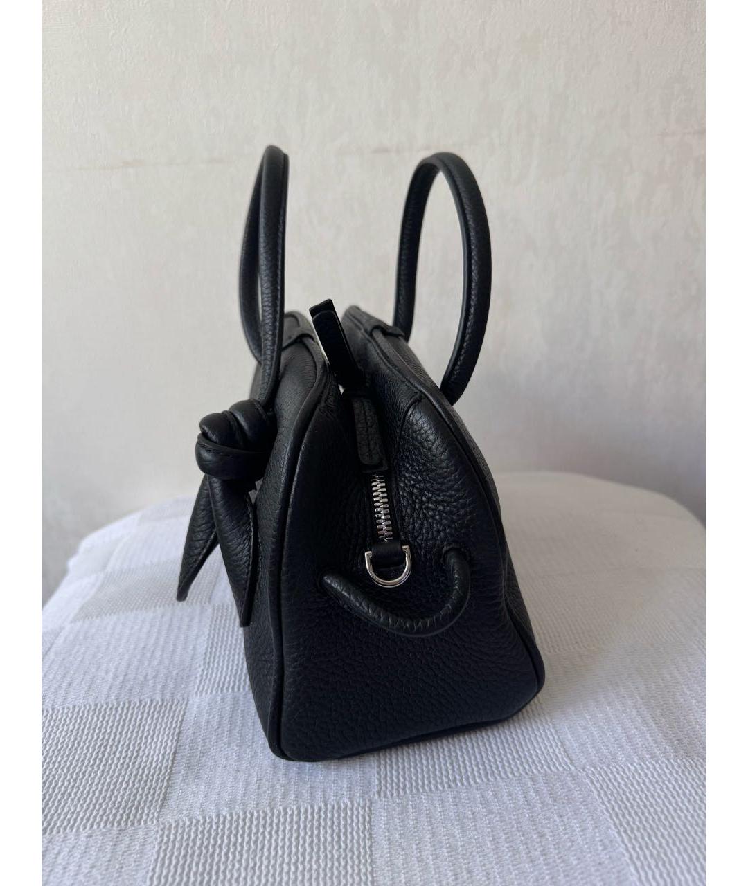 JACQUEMUS Черная кожаная сумка с короткими ручками, фото 4