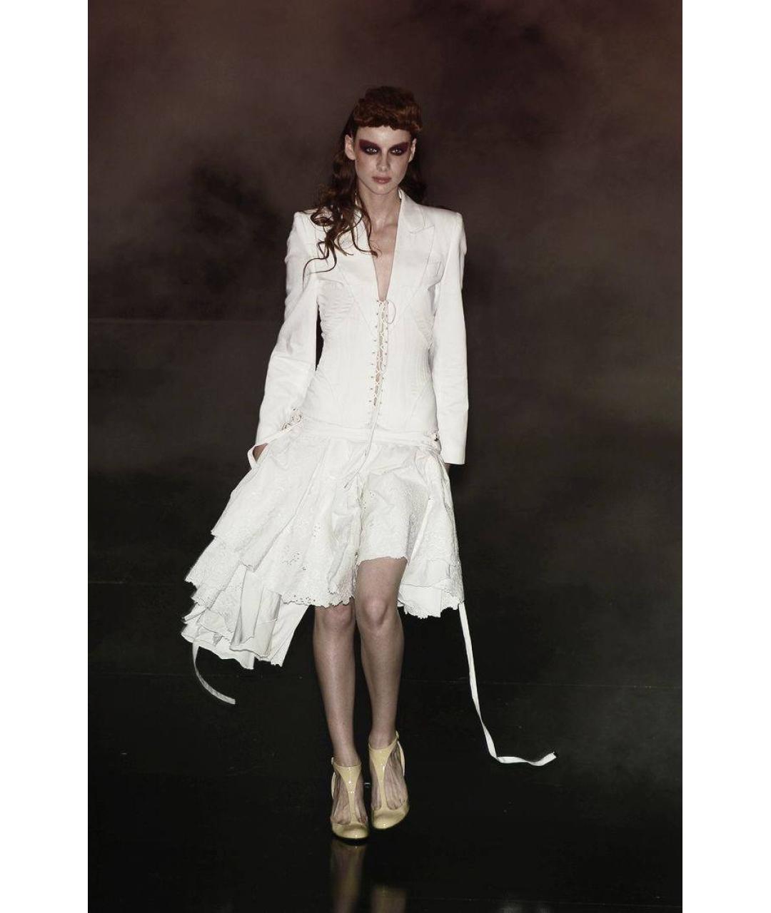 ALEXANDER MCQUEEN Белая хлопковая юбка миди, фото 2