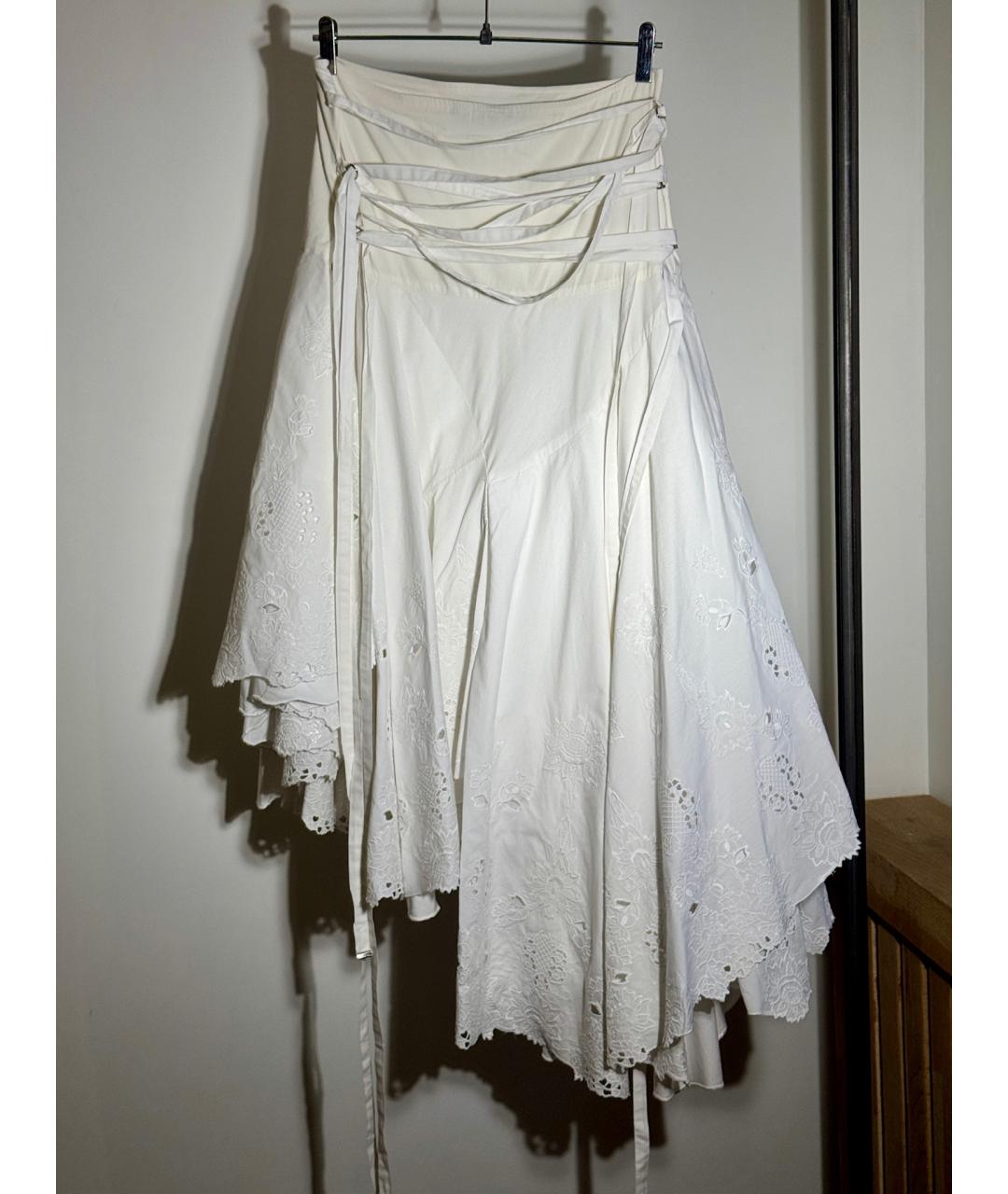 ALEXANDER MCQUEEN Белая хлопковая юбка миди, фото 4
