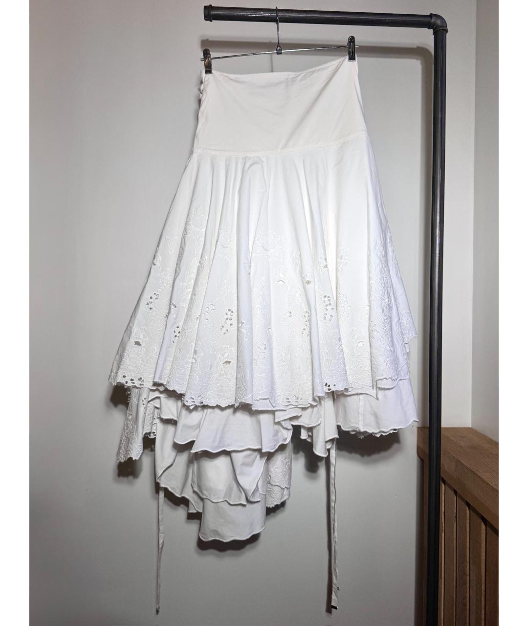 ALEXANDER MCQUEEN Белая хлопковая юбка миди, фото 3