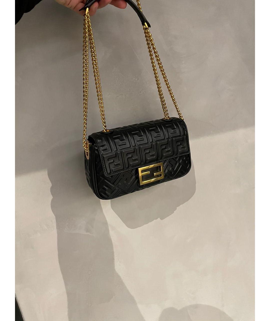 FENDI Черная кожаная сумка с короткими ручками, фото 6