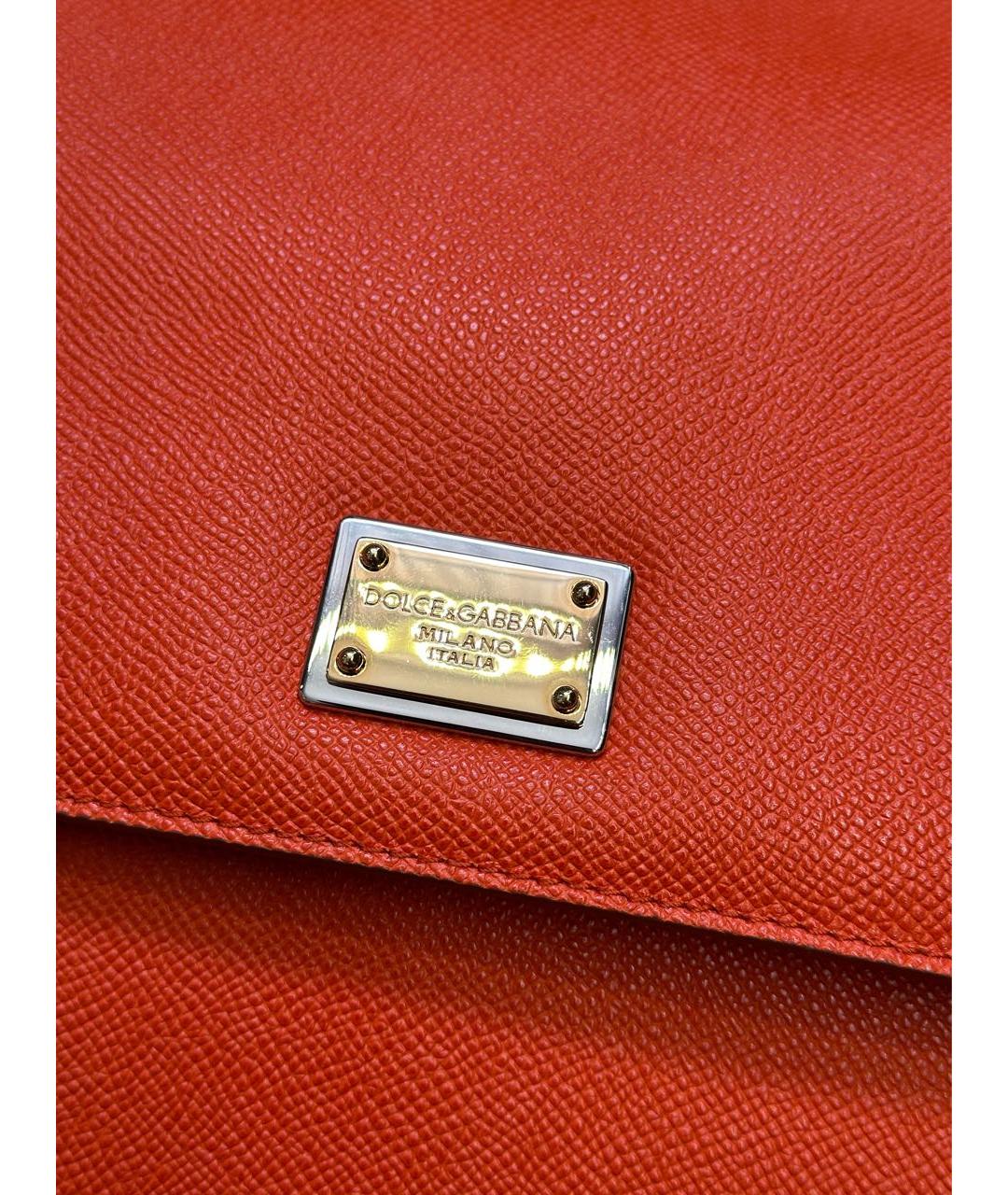 DOLCE&GABBANA Оранжевая кожаная сумка с короткими ручками, фото 8