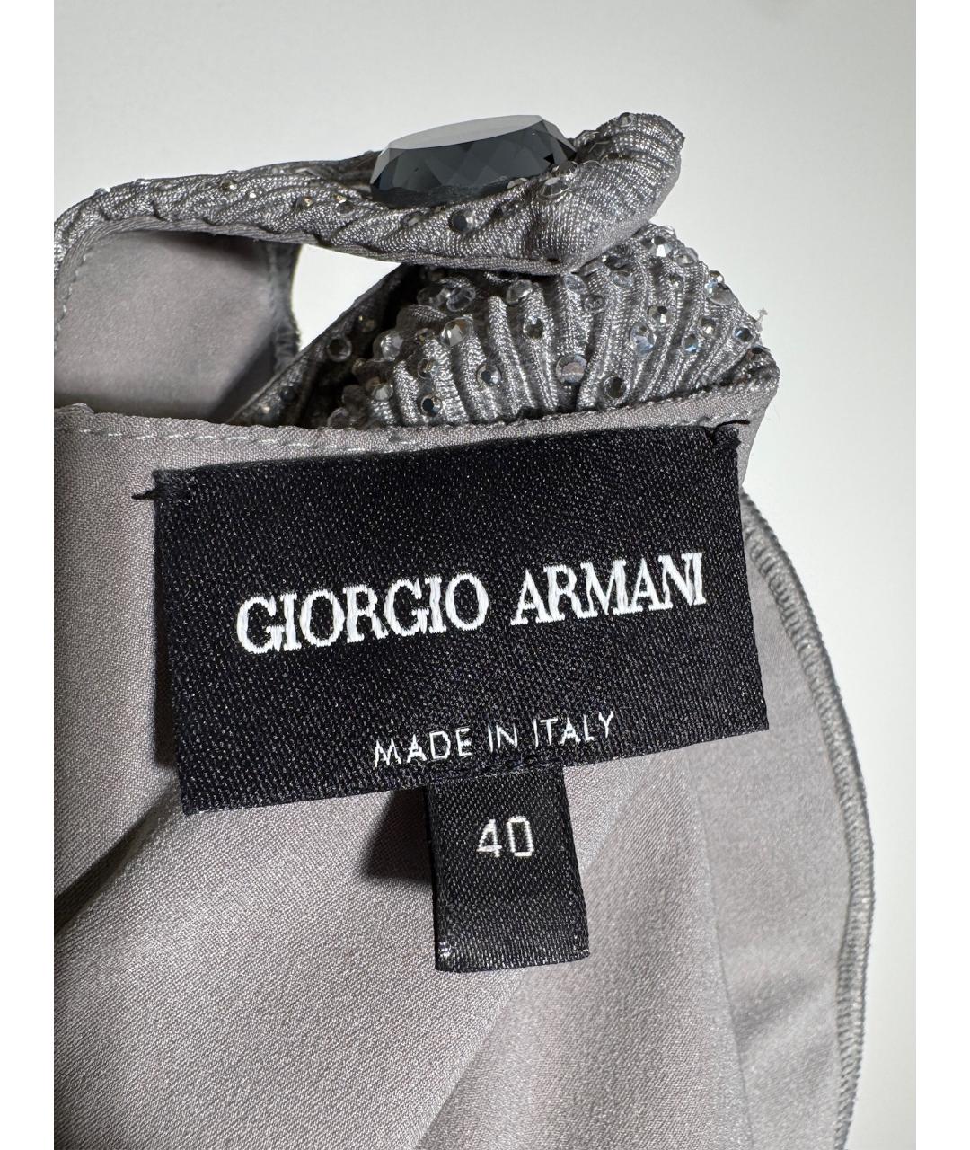 GIORGIO ARMANI Серебряное шерстяное вечернее платье, фото 9
