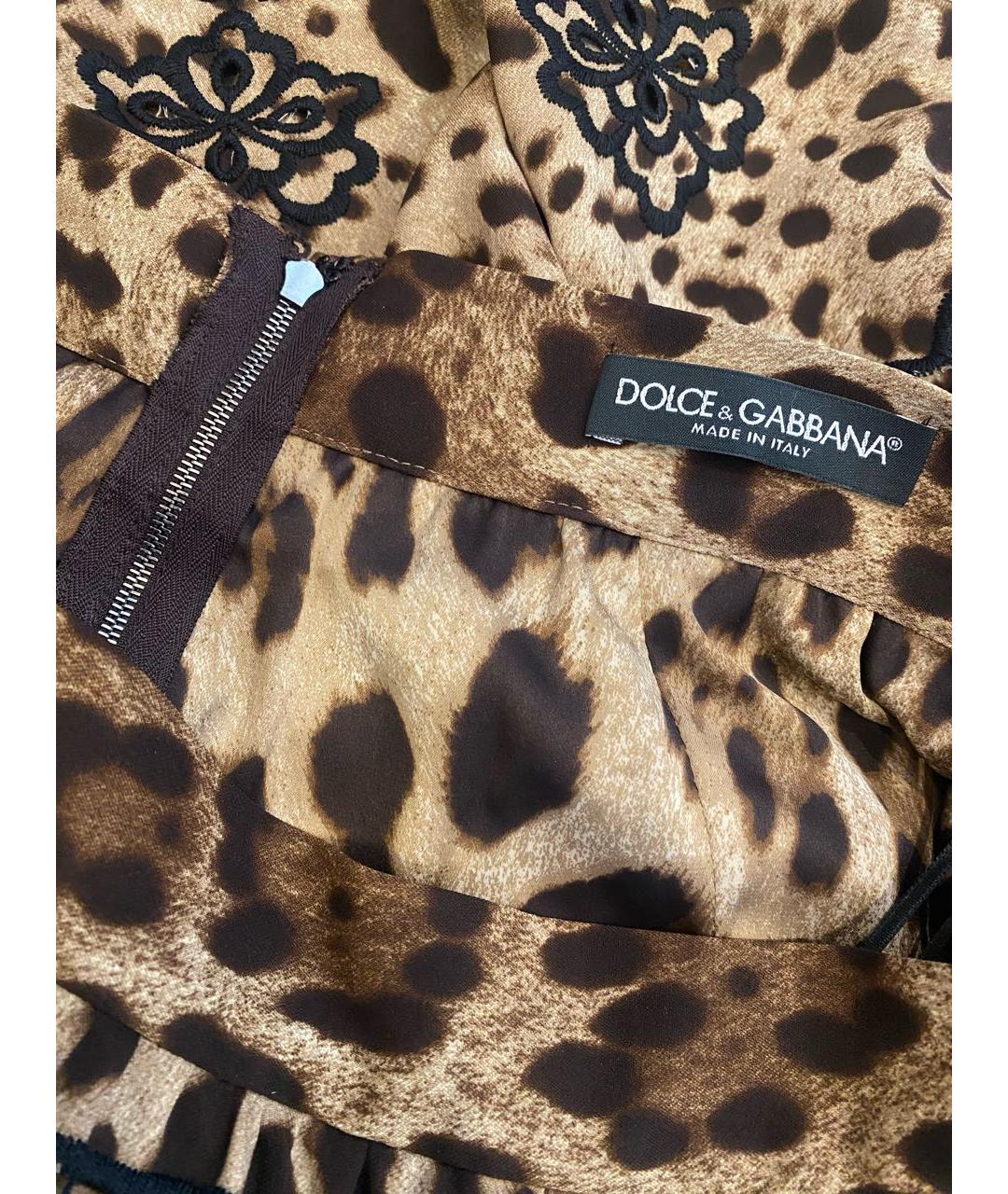 DOLCE&GABBANA Коричневая хлопковая юбка мини, фото 4