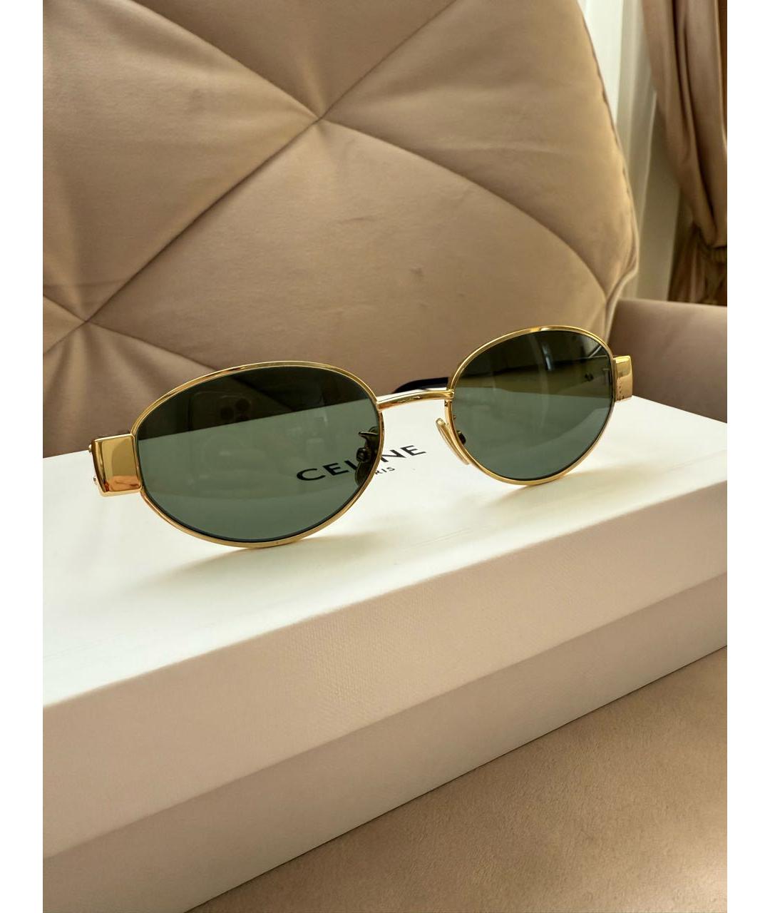 CELINE Золотые металлические солнцезащитные очки, фото 3