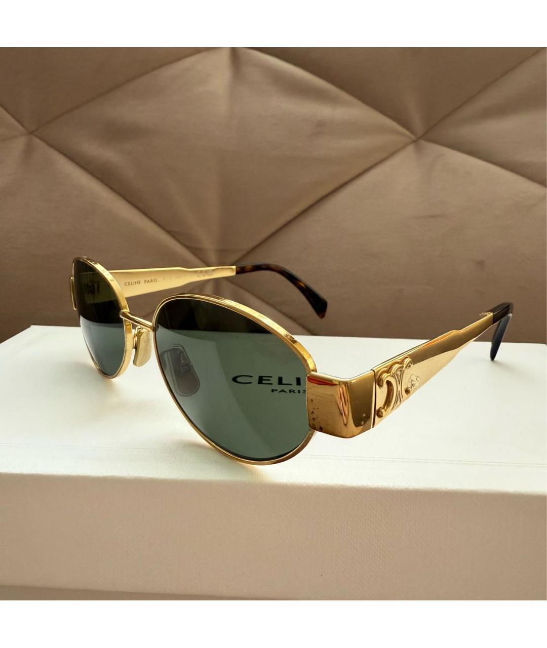 CELINE Золотые металлические солнцезащитные очки, фото 5