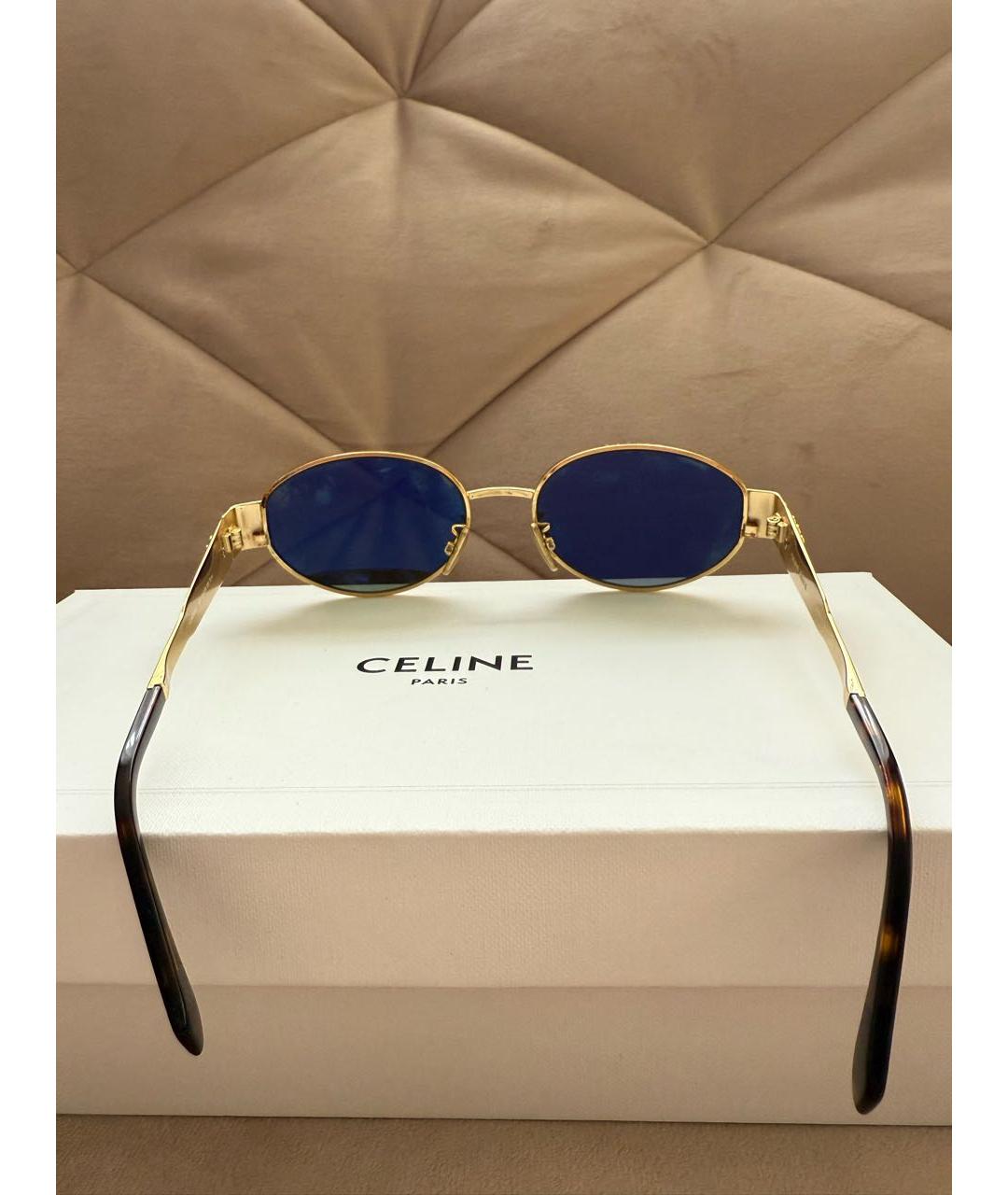 CELINE Золотые металлические солнцезащитные очки, фото 2