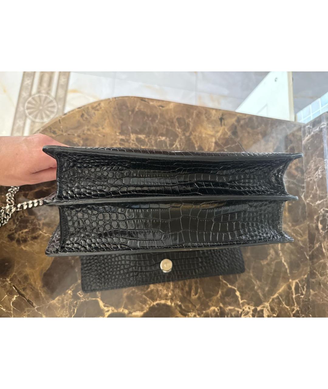 SAINT LAURENT Черная сумка через плечо из лакированной кожи, фото 7