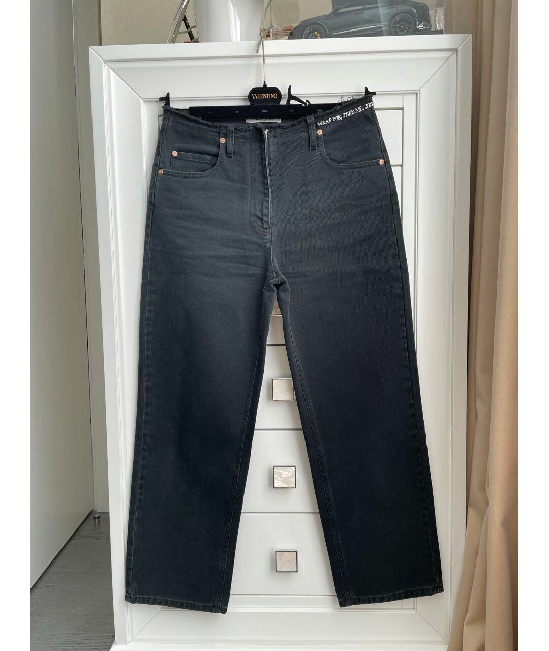 VALENTINO GARAVANI Черные хлопковые прямые джинсы, фото 7