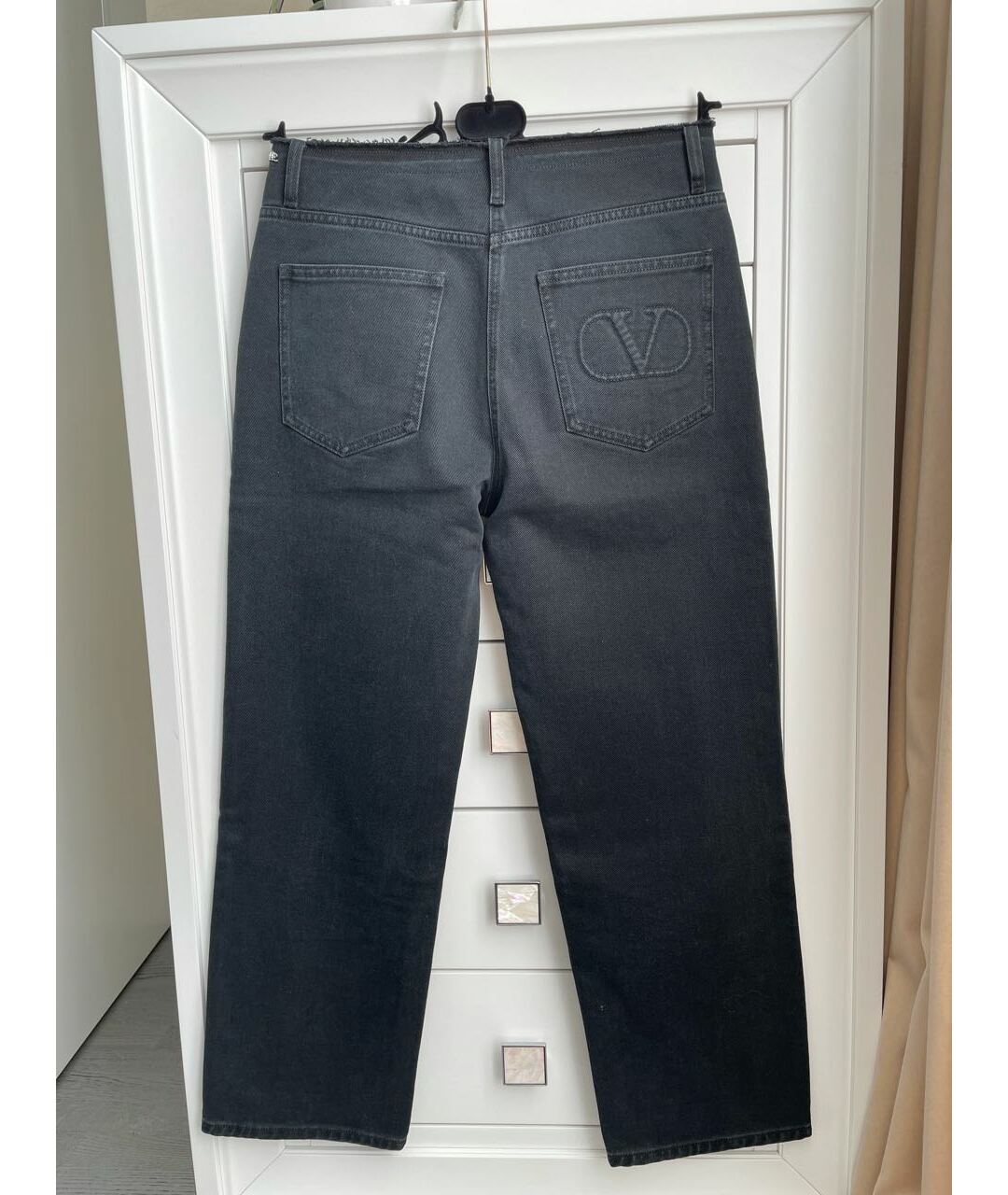 VALENTINO GARAVANI Черные хлопковые прямые джинсы, фото 2