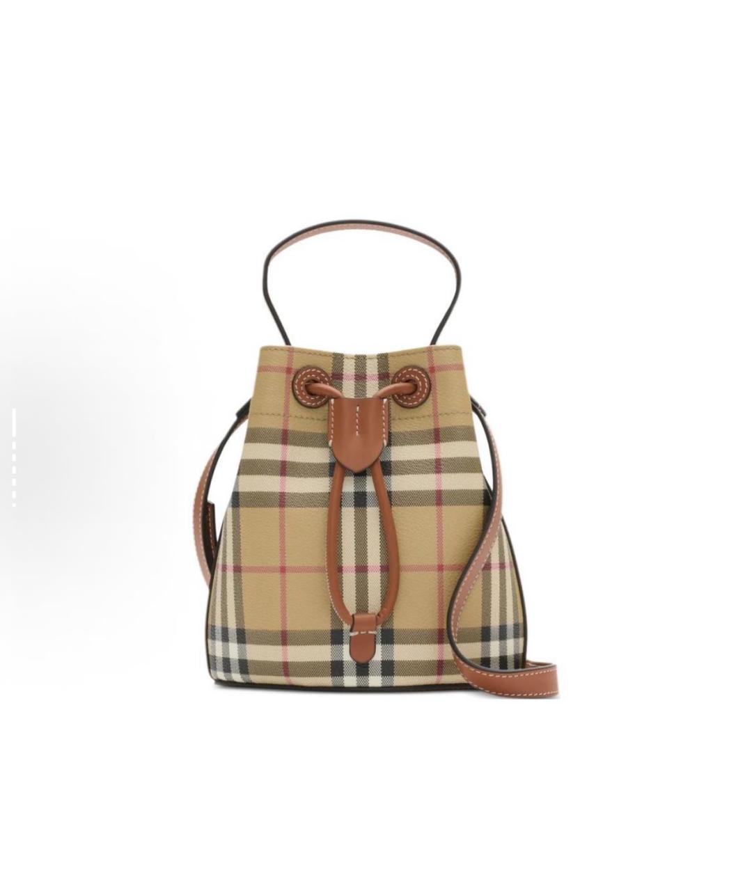 BURBERRY Бежевая кожаная сумка с короткими ручками, фото 9