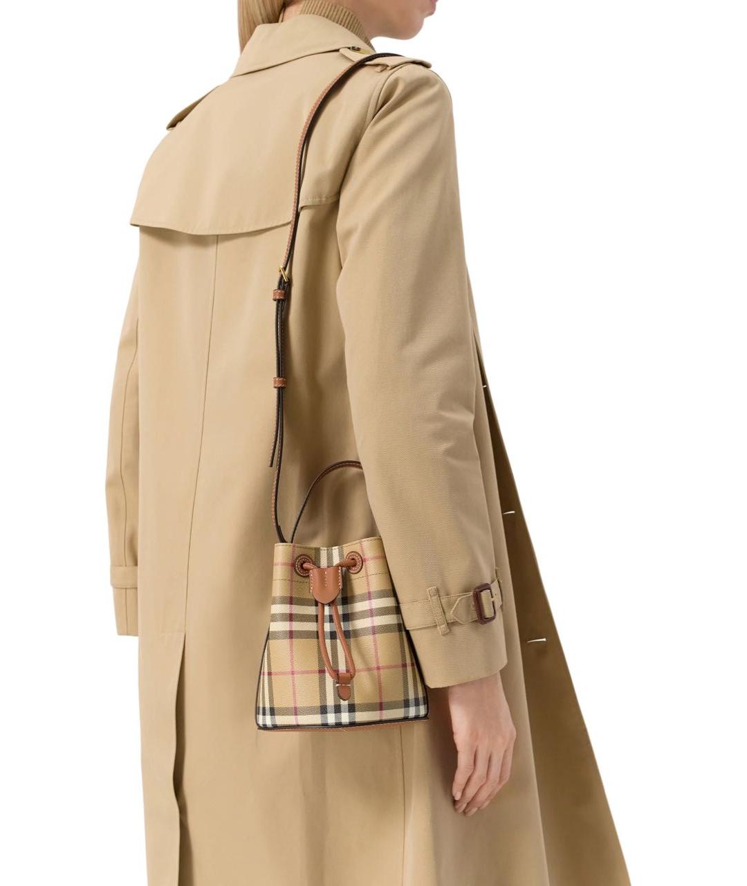 BURBERRY Бежевая кожаная сумка с короткими ручками, фото 7