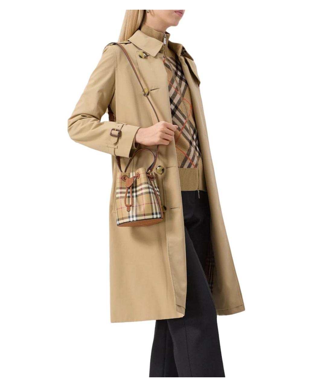 BURBERRY Бежевая кожаная сумка с короткими ручками, фото 8