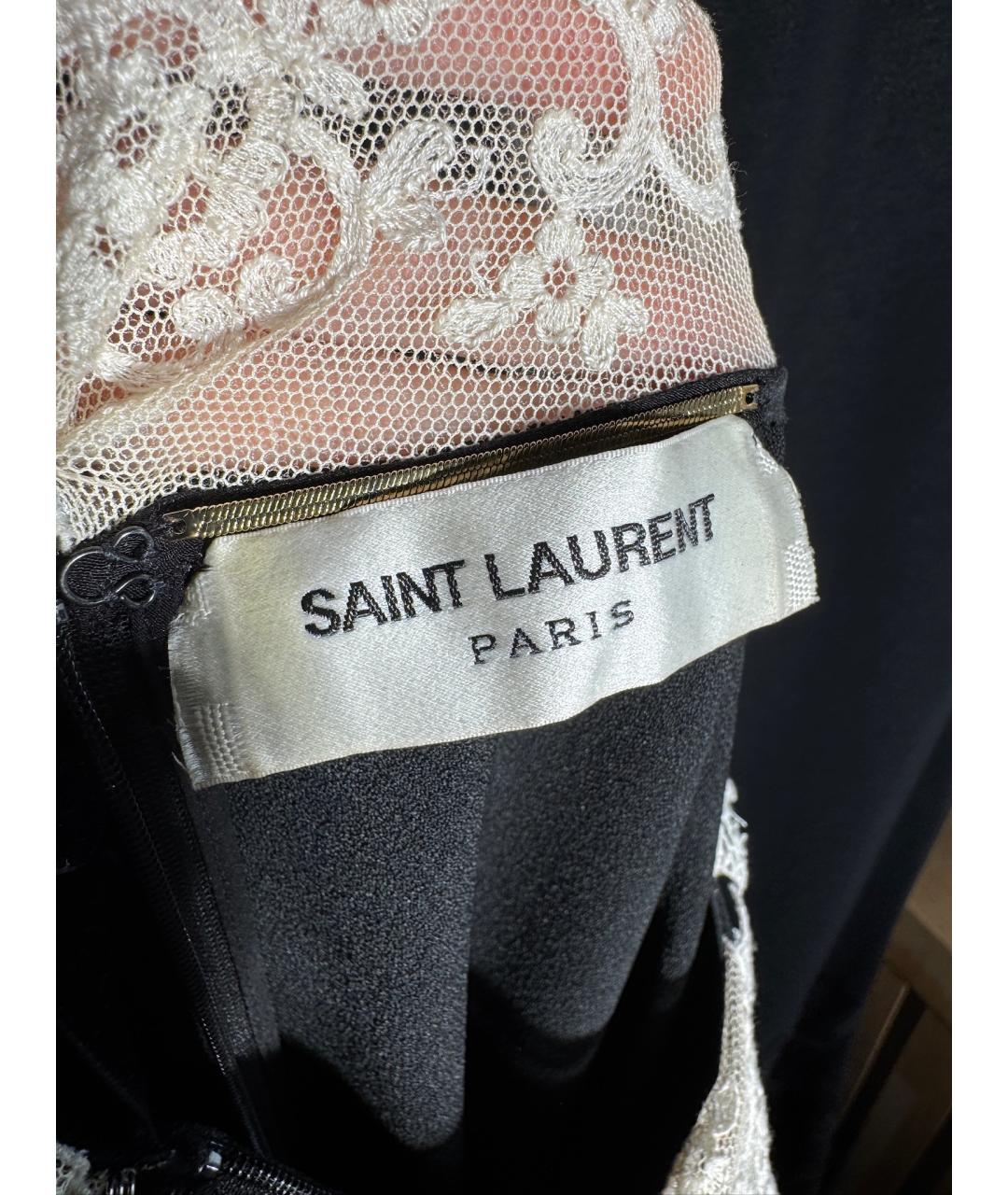 SAINT LAURENT Черное полиэстеровое коктейльное платье, фото 8