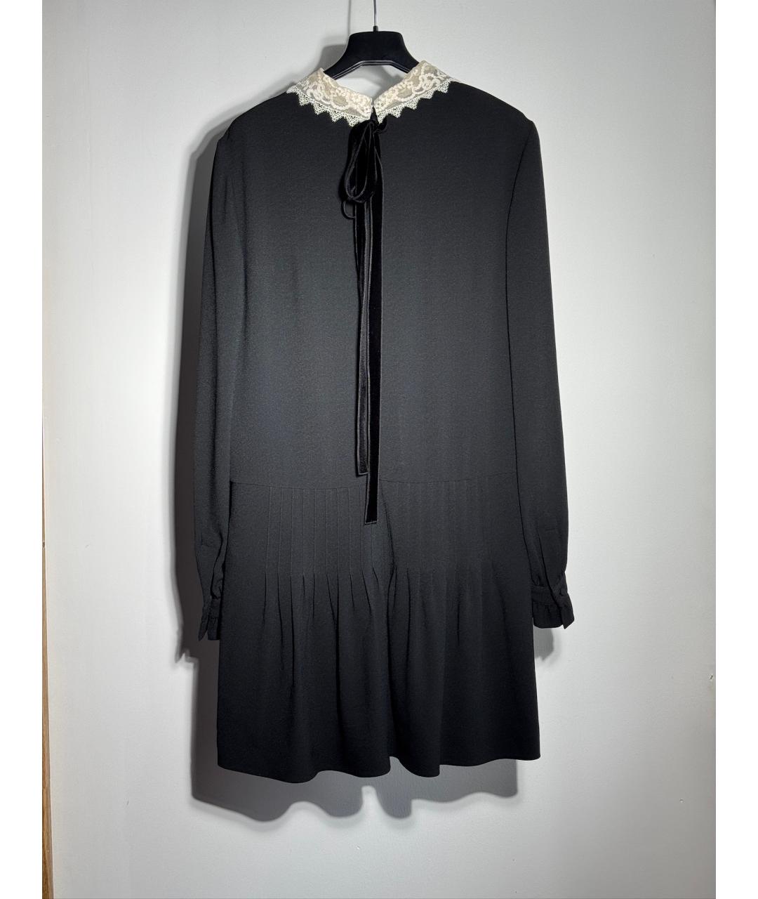 SAINT LAURENT Черное полиэстеровое коктейльное платье, фото 2