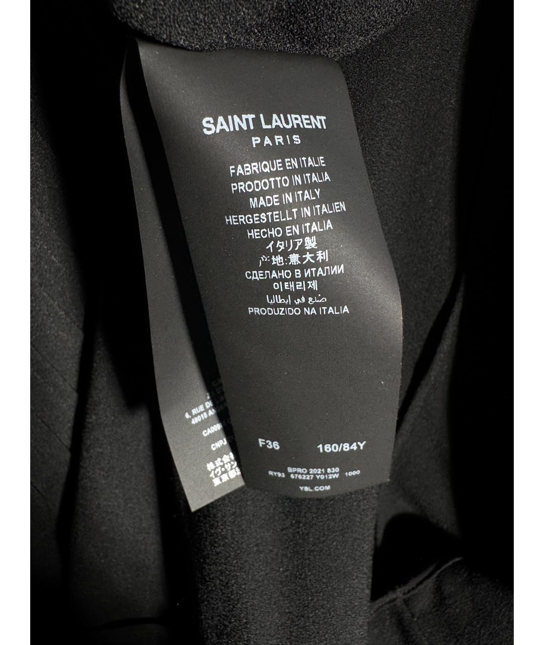 SAINT LAURENT Черное полиэстеровое коктейльное платье, фото 9