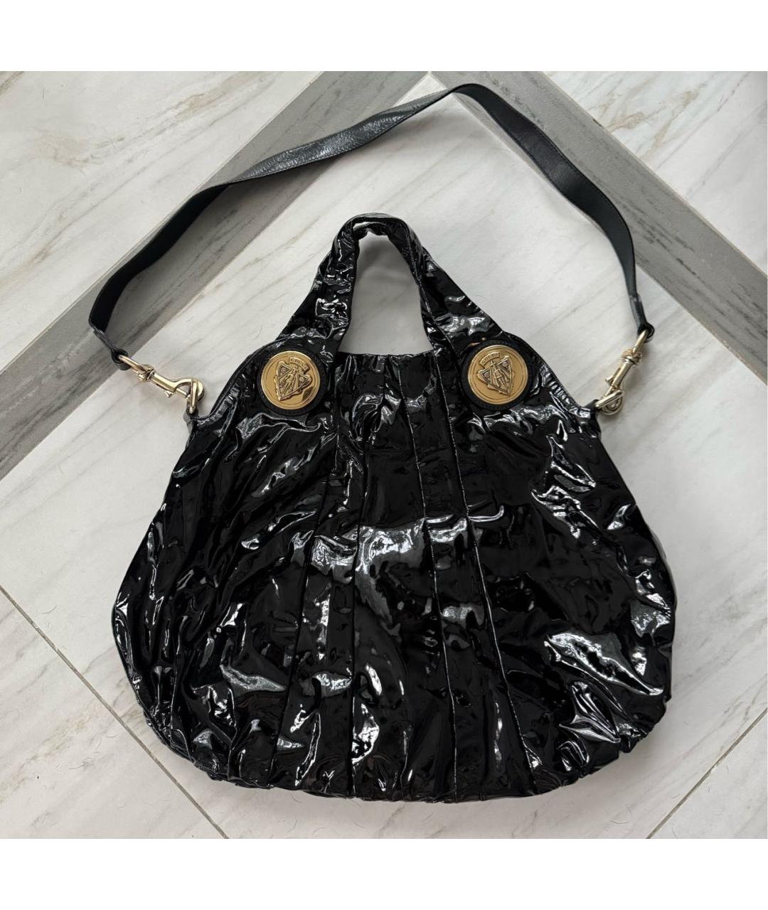 GUCCI Черная сумка с короткими ручками из лакированной кожи, фото 3