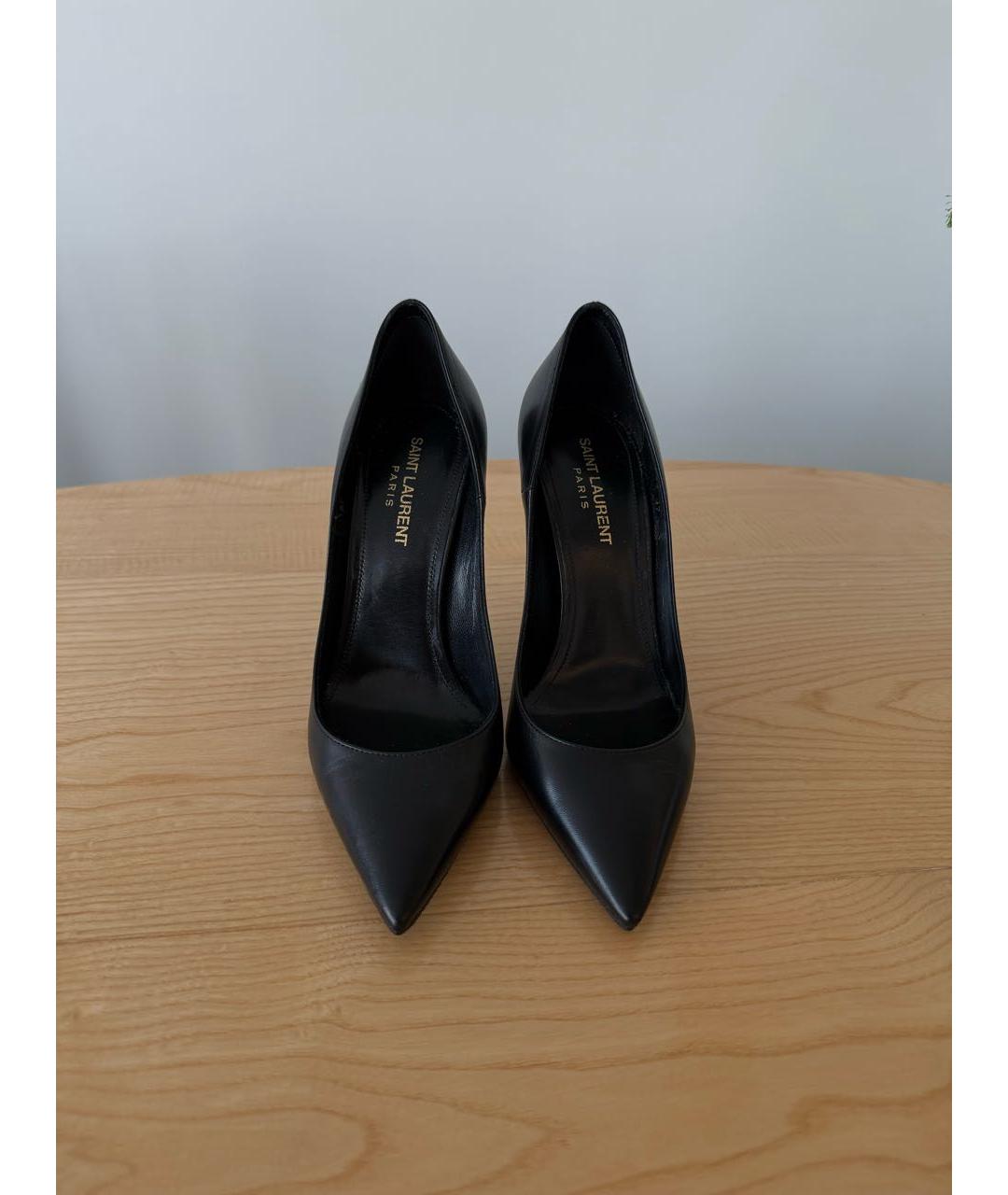 SAINT LAURENT Черные кожаные туфли, фото 2