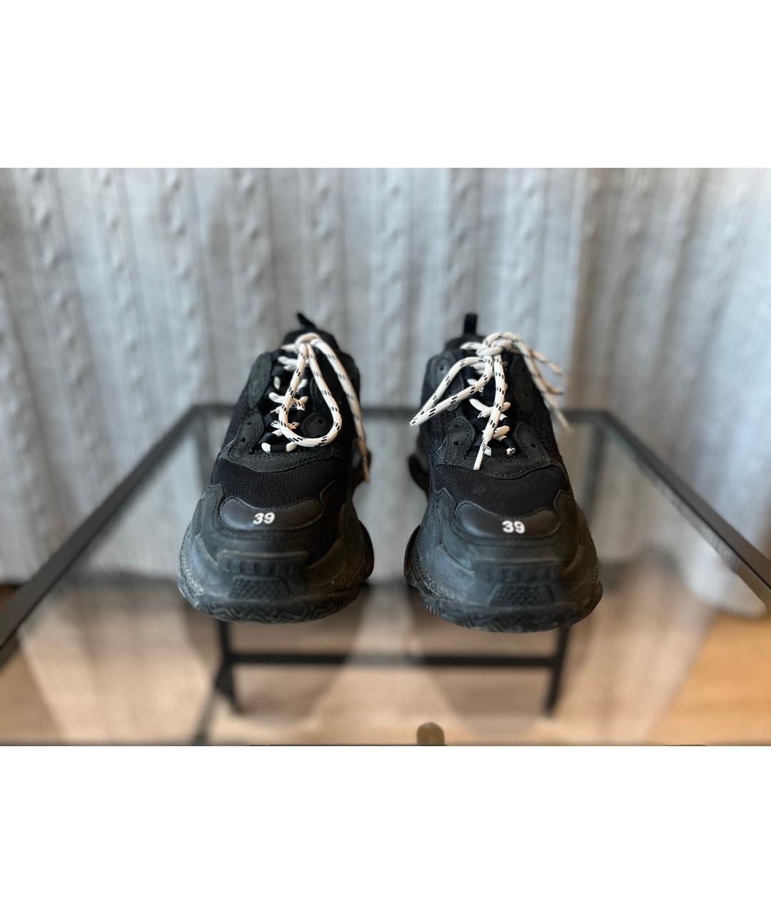 BALENCIAGA Черные кожаные кроссовки, фото 5