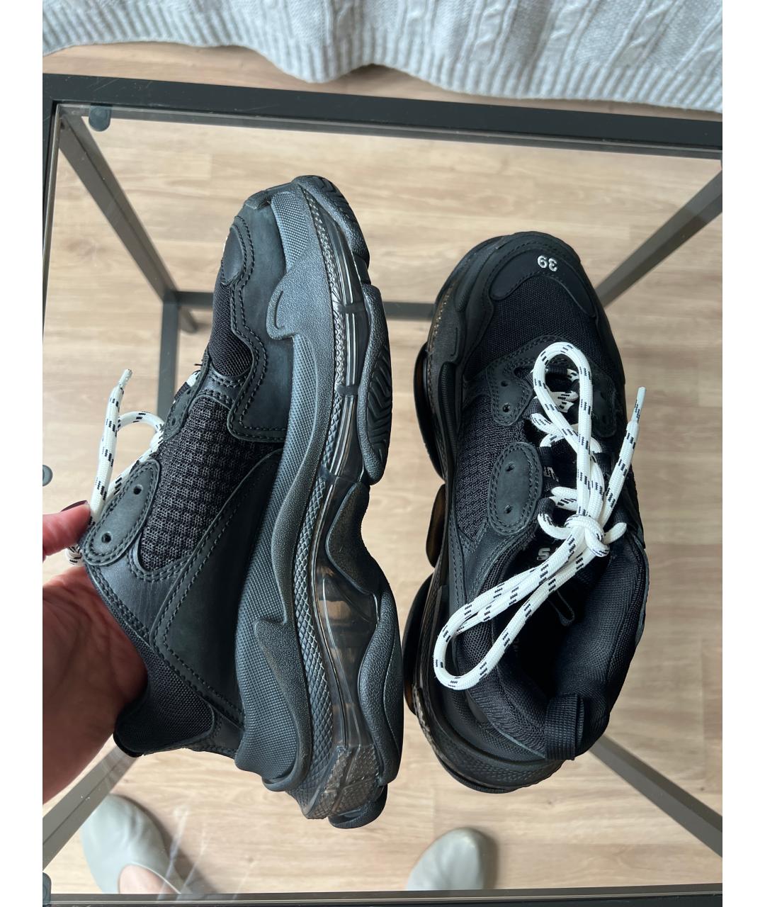 BALENCIAGA Черные кожаные кроссовки, фото 9