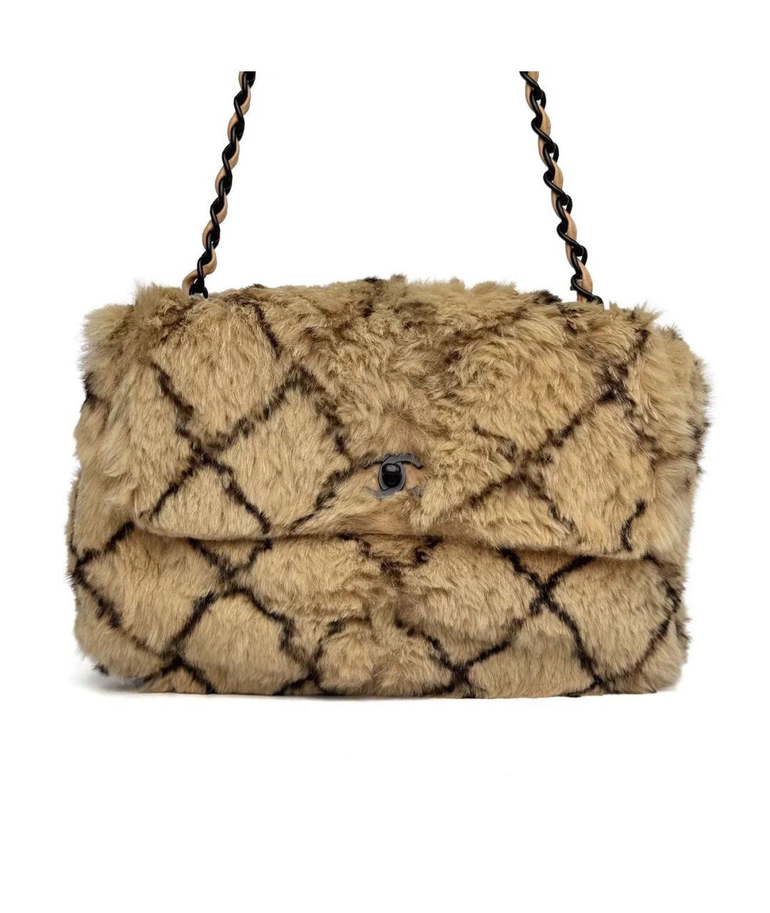 CHANEL Бежевая меховая сумка через плечо, фото 2