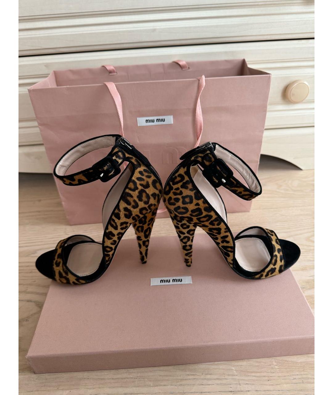 MIU MIU Коричневые кожаные босоножки, фото 2