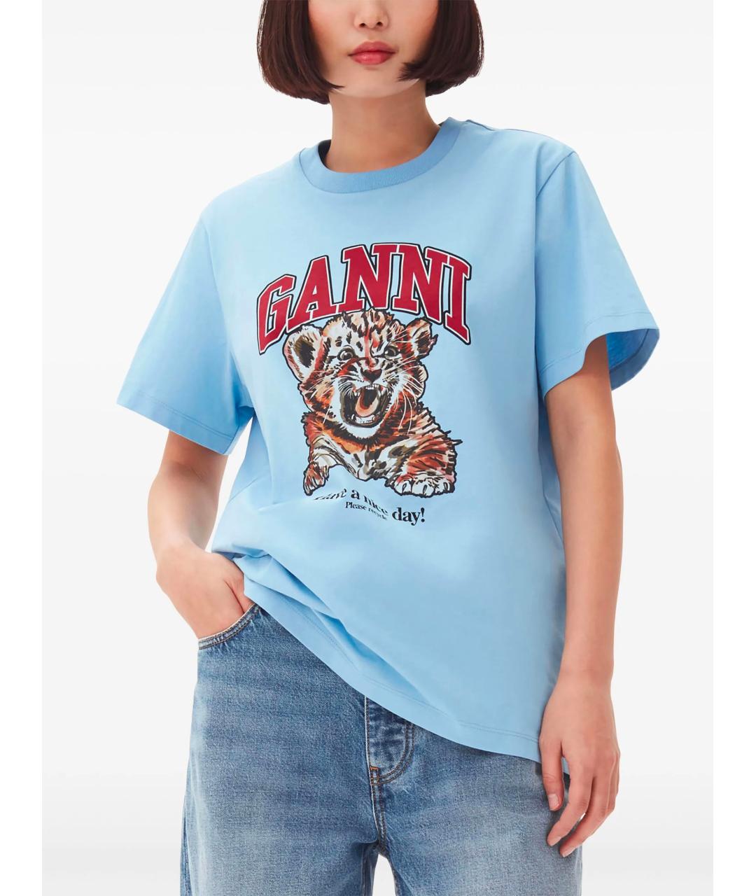GANNI Голубая футболка, фото 6