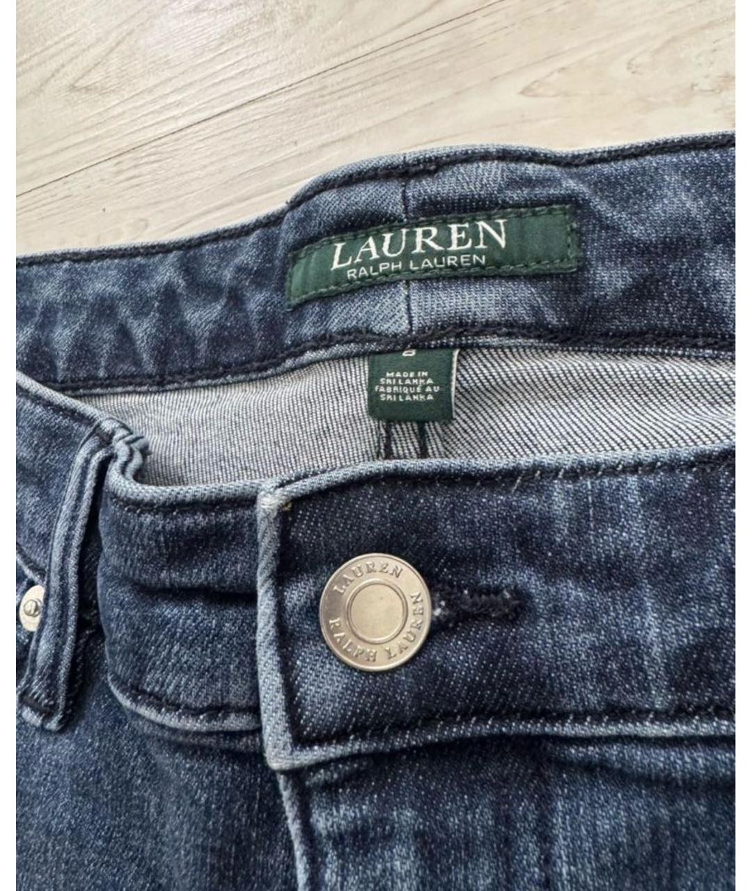 RALPH LAUREN Темно-синие хлопко-полиэстеровые прямые джинсы, фото 3