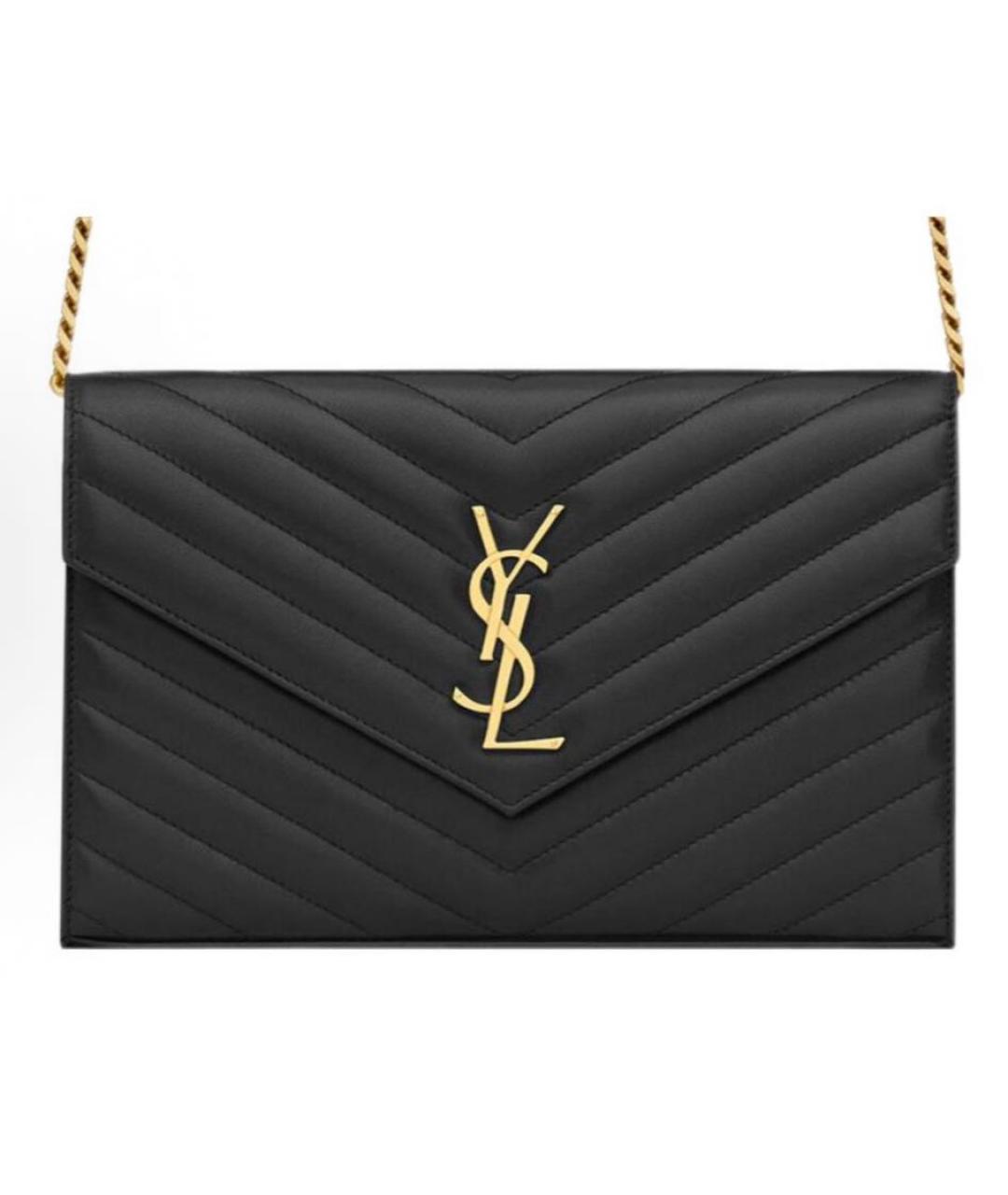 SAINT LAURENT Черная кожаная сумка через плечо, фото 2