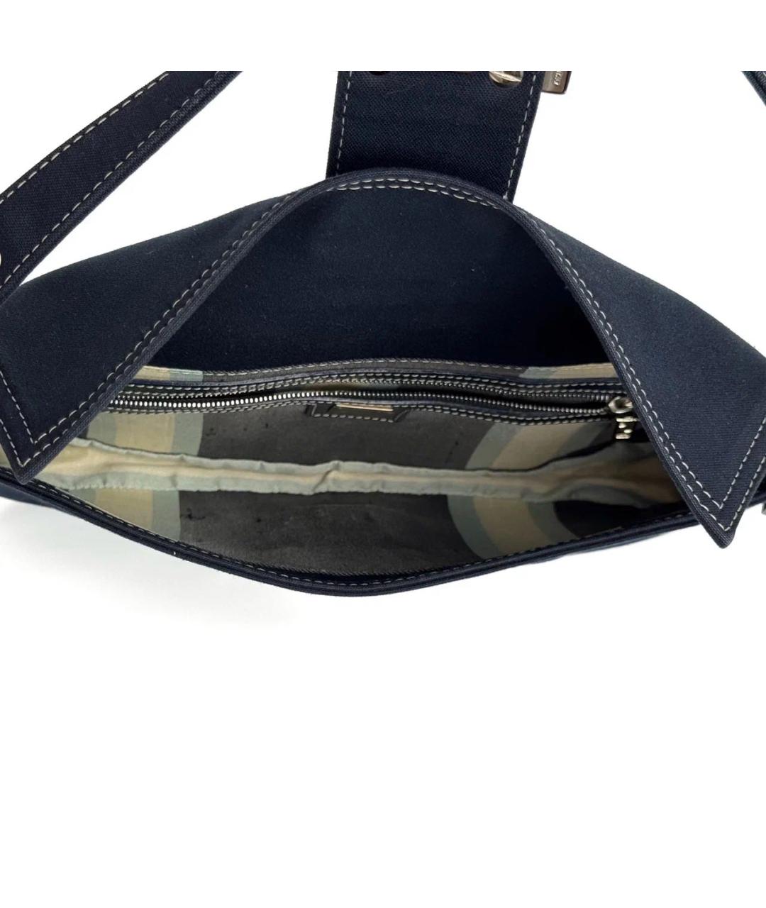 FENDI Темно-синяя деним сумка с короткими ручками, фото 3