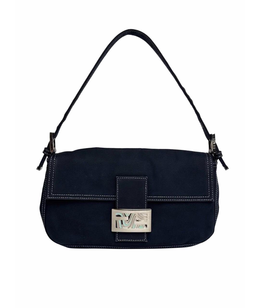 FENDI Темно-синяя деним сумка с короткими ручками, фото 1