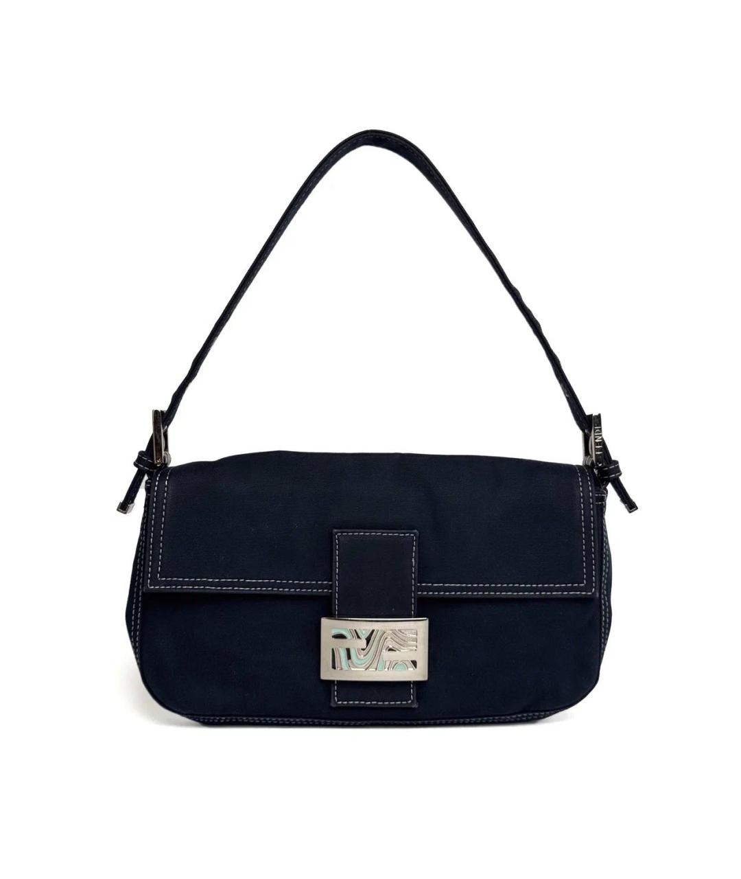 FENDI Темно-синяя деним сумка с короткими ручками, фото 7