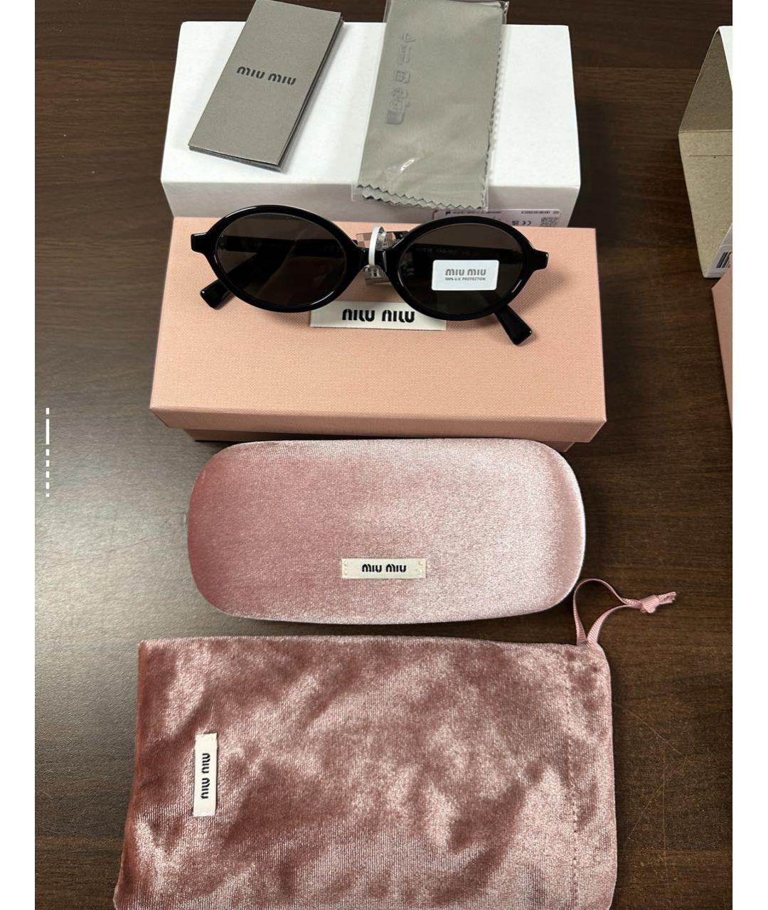 MIU MIU Черные пластиковые солнцезащитные очки, фото 2
