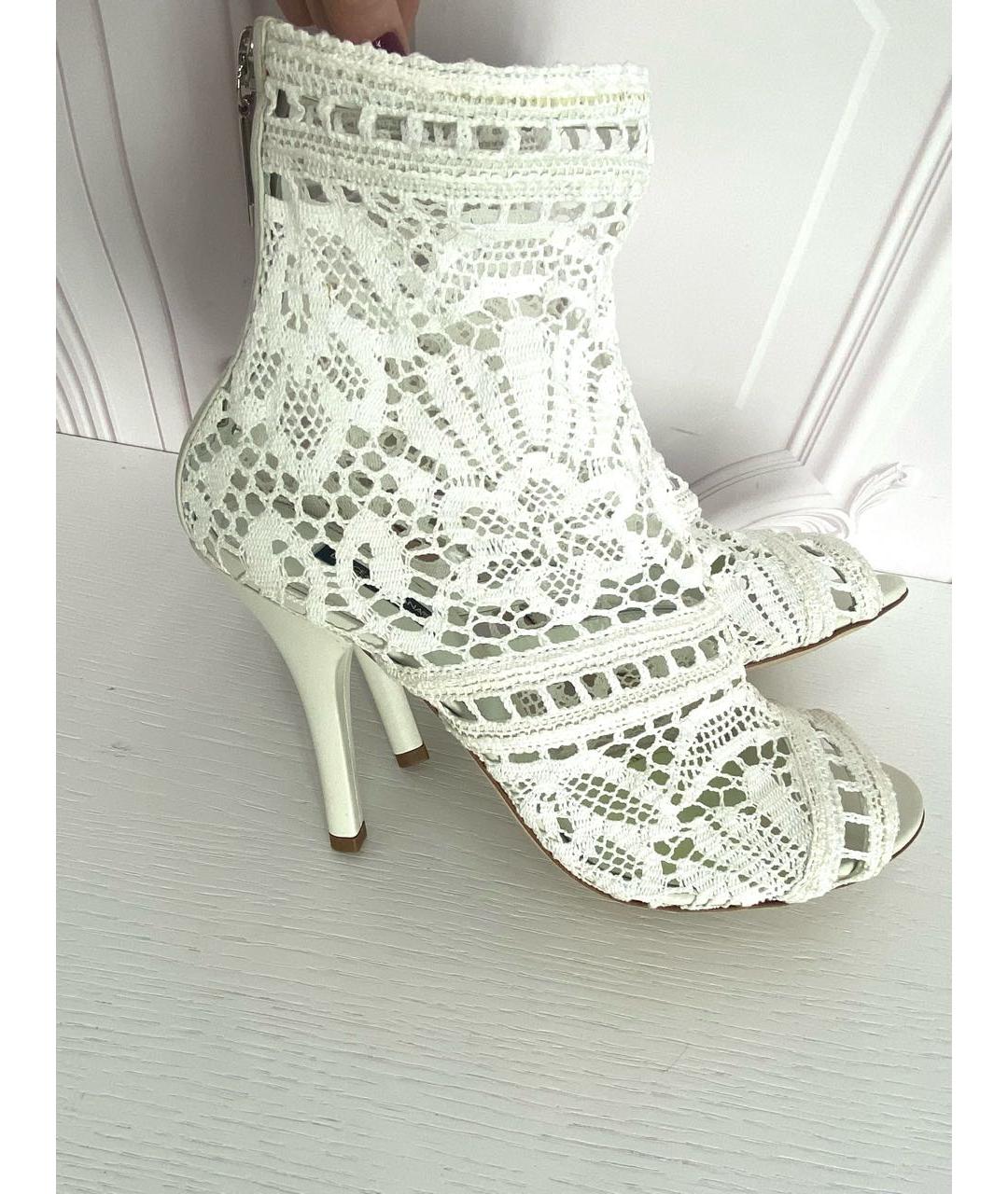 DOLCE&GABBANA Белые текстильные босоножки, фото 5