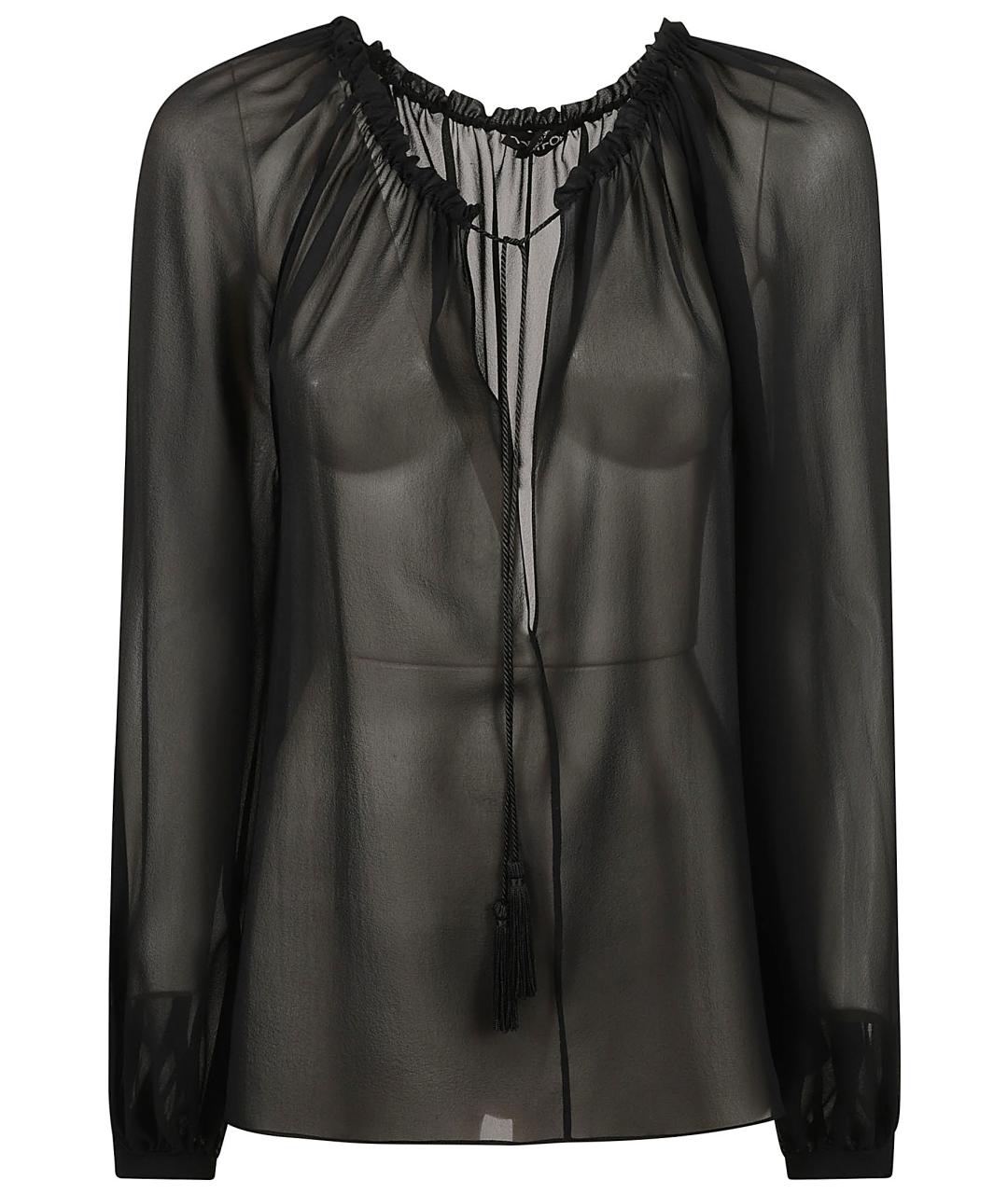 TOM FORD Черная шелковая блузы, фото 1