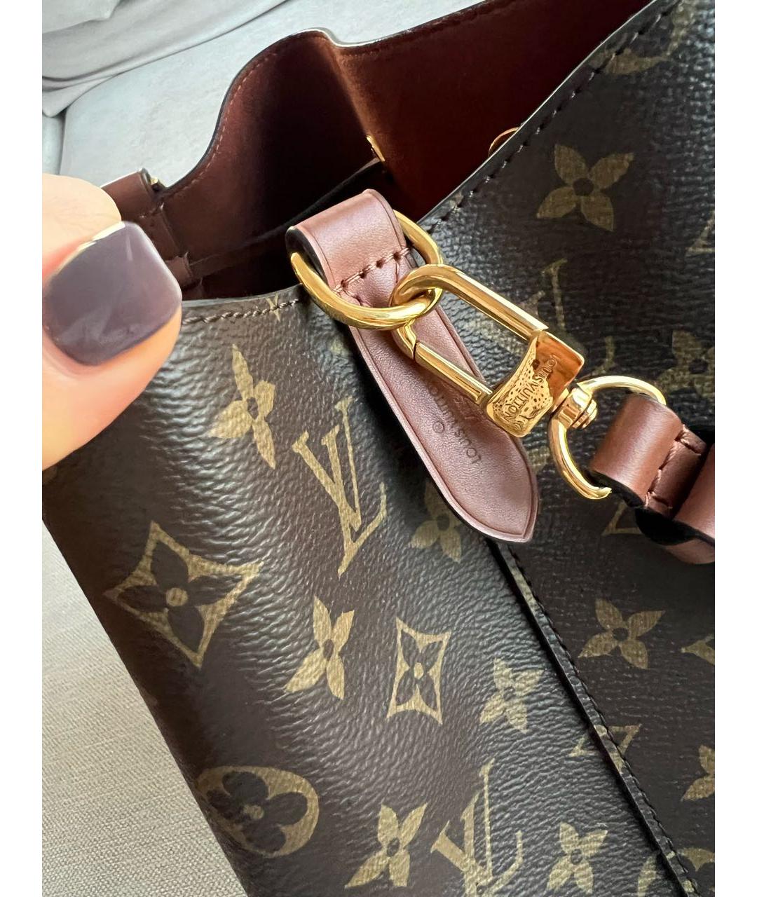 LOUIS VUITTON Коричневая кожаная сумка тоут, фото 4