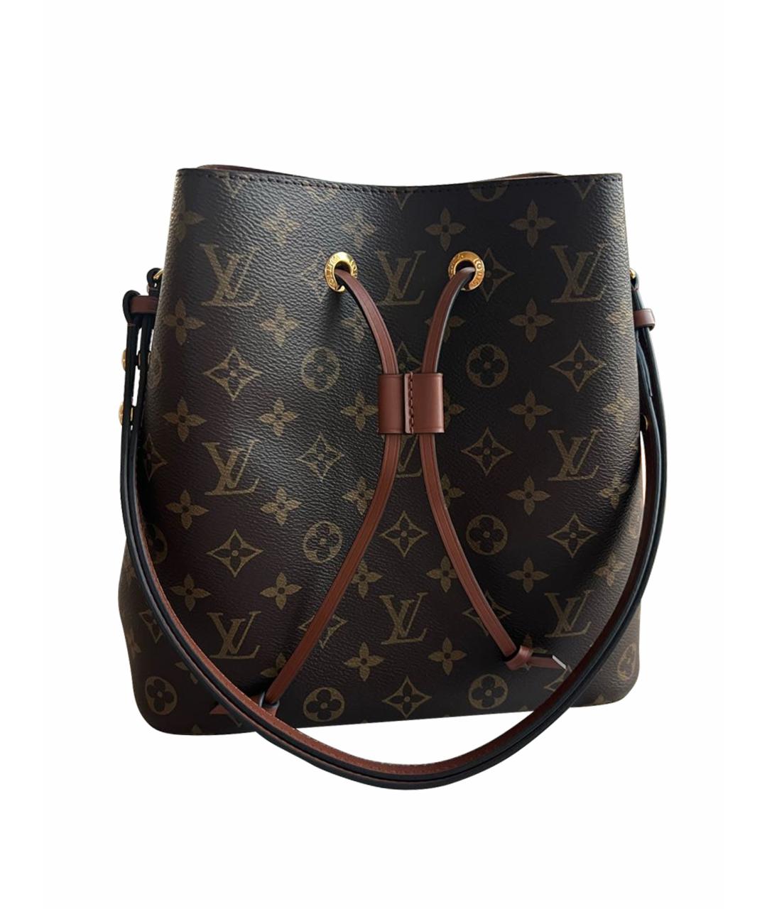 LOUIS VUITTON Коричневая кожаная сумка тоут, фото 7